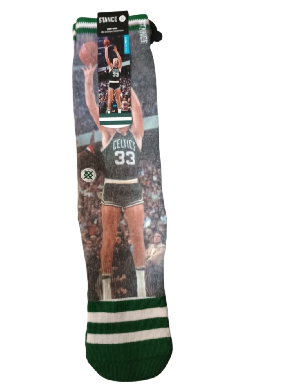 Stance Men's Larry Bird Green, White & Gray Celtics Graphic Crew Socks